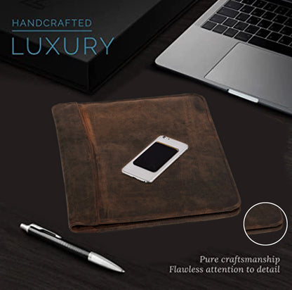 Premium Full-Grain Leather Padfolio with Pockets