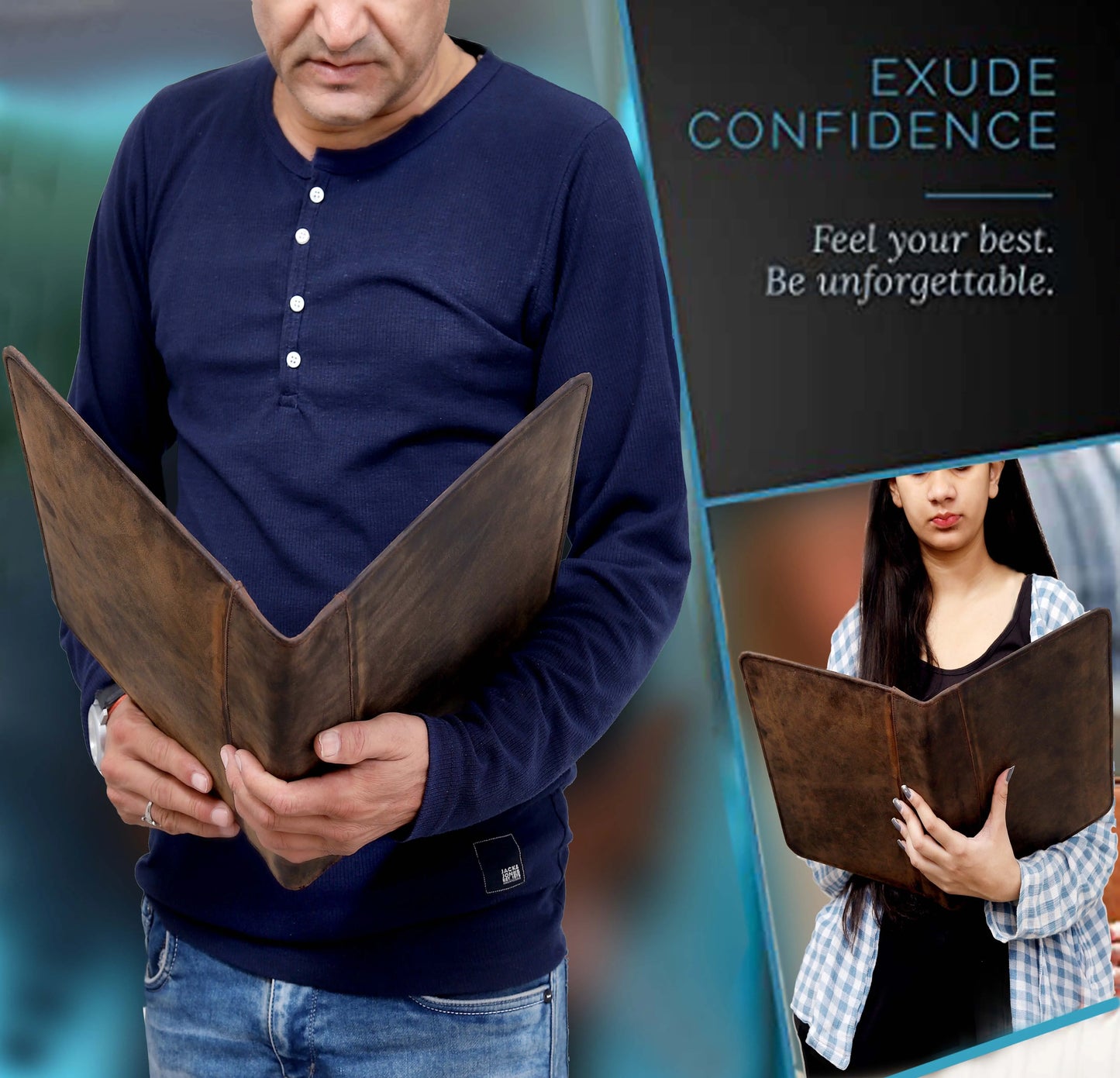 Premium Full-Grain Leather Padfolio with Pockets