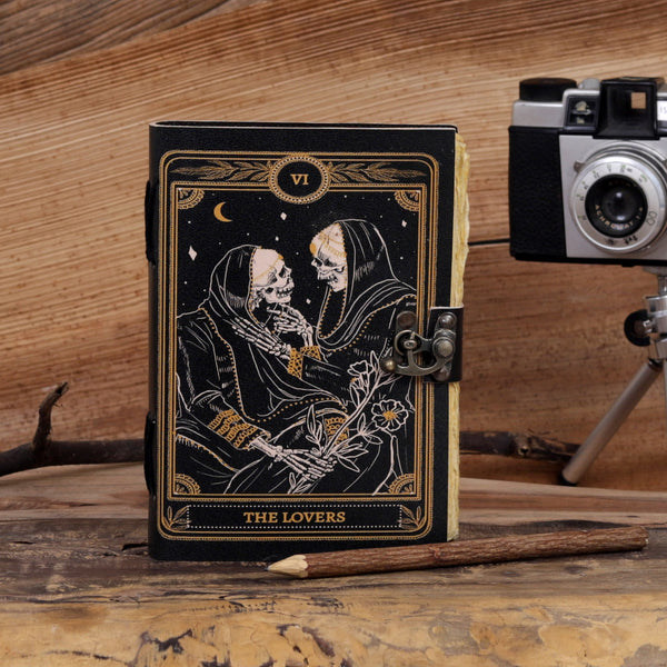 Carnet de notes en cuir Tarot des Amants