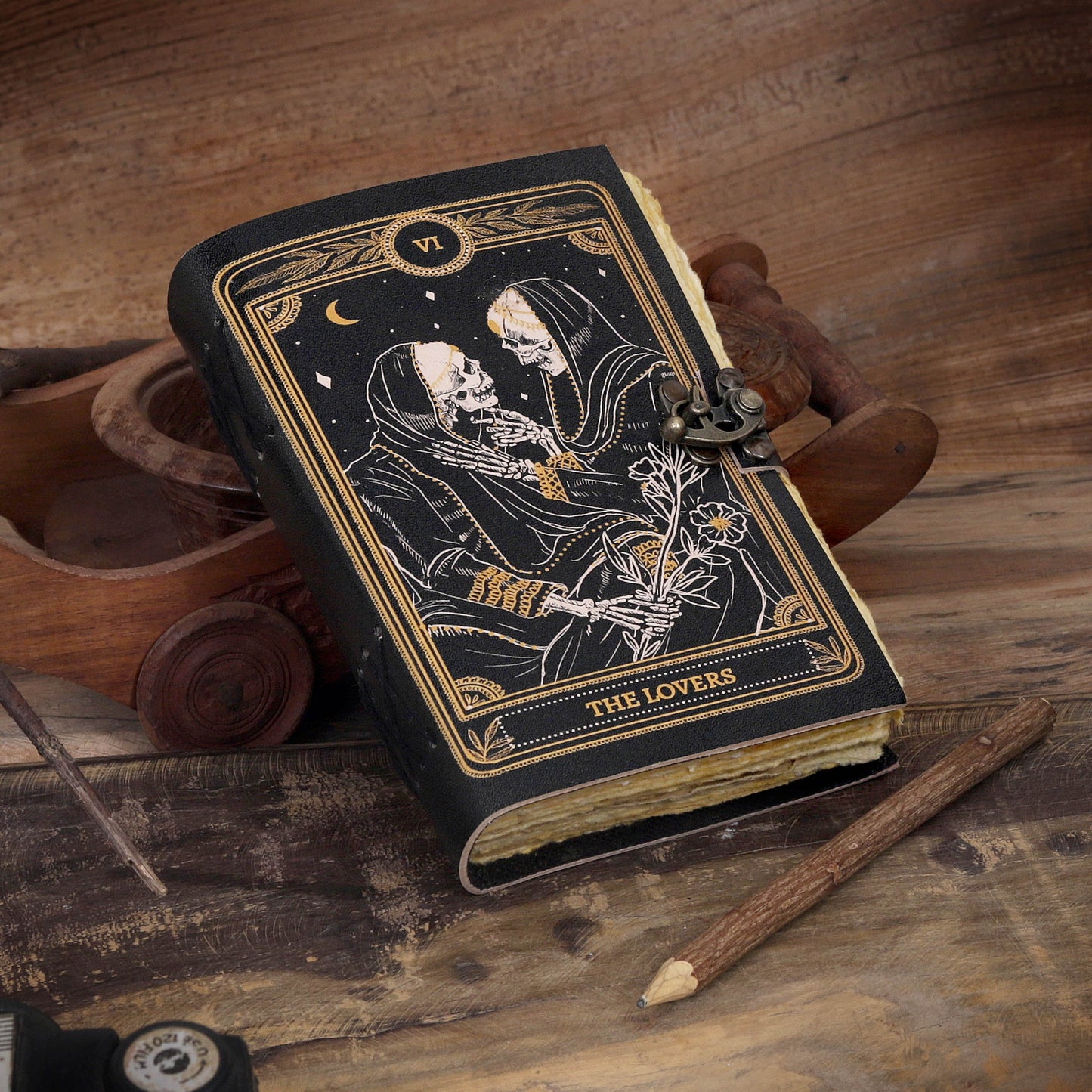 The Lovers Tarot Notebook Leather Journal