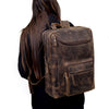 Vintage Style Leather Travel Backpack