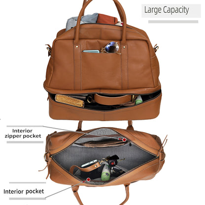 TOTO LEATHER DUFFLE BAG-TAN