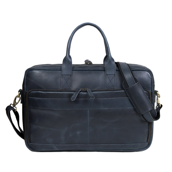 Mallette Parker en cuir de buffle bleu marine