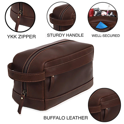 Mississippi Leather Toiletry Bag for Men & Women