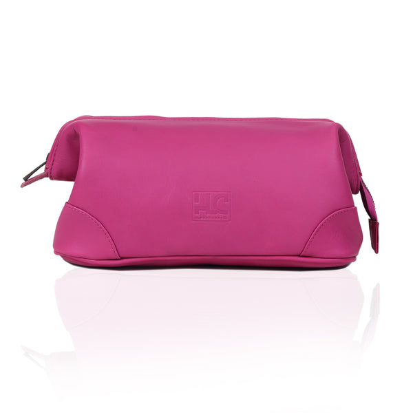 Trousse de toilette et trousse de voyage grande capacité Euphrates en cuir - Rose