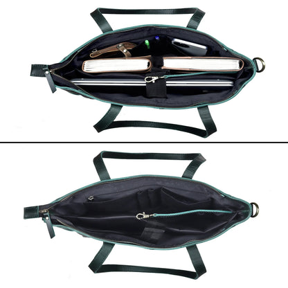 Portland Buffalo Leather Crossbody Laptop Tote Bag - Green