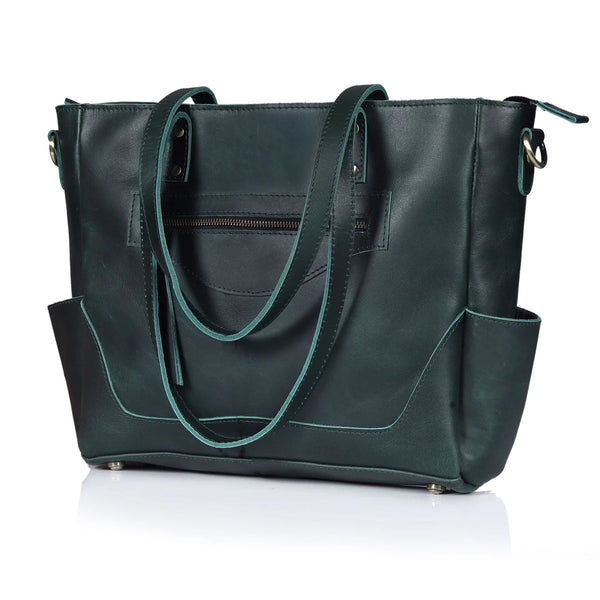 Sac cabas Portland en cuir de buffle « Presque Parfait » - Vert
