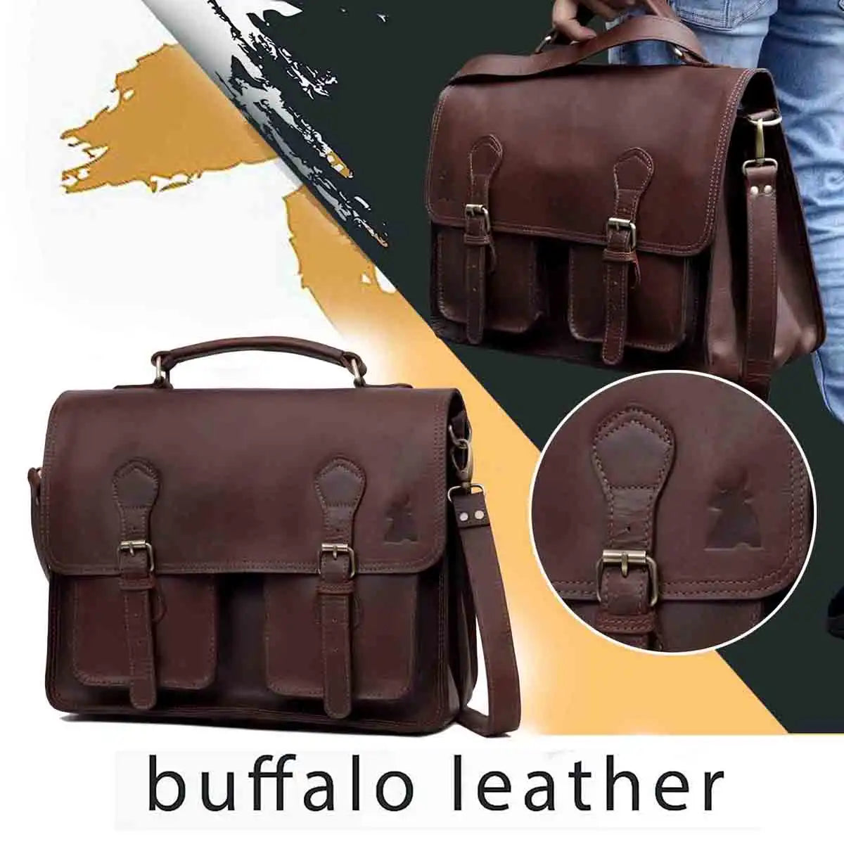 Roosevelt Buffalo Leather Briefcase The Leather Farm