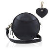 Perry Black Leather Circle Crossbody Bag