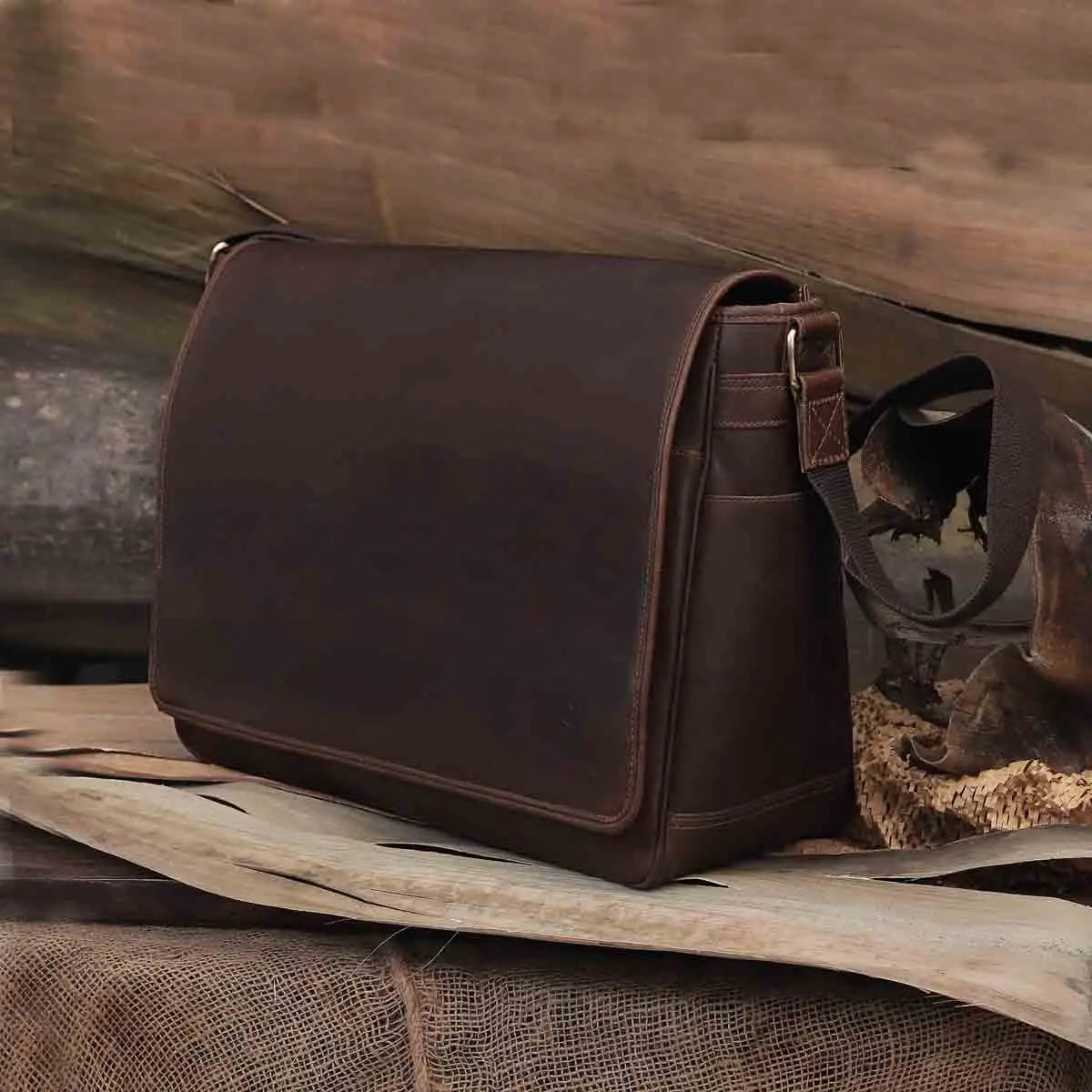 California Buffalo Leather Messenger Bag The Leather Farm