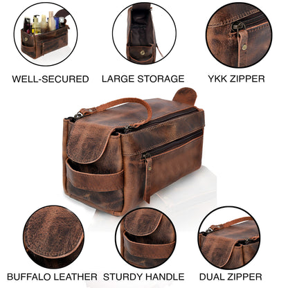 WYOMING LEATHER TOILETRY DOPP KIT