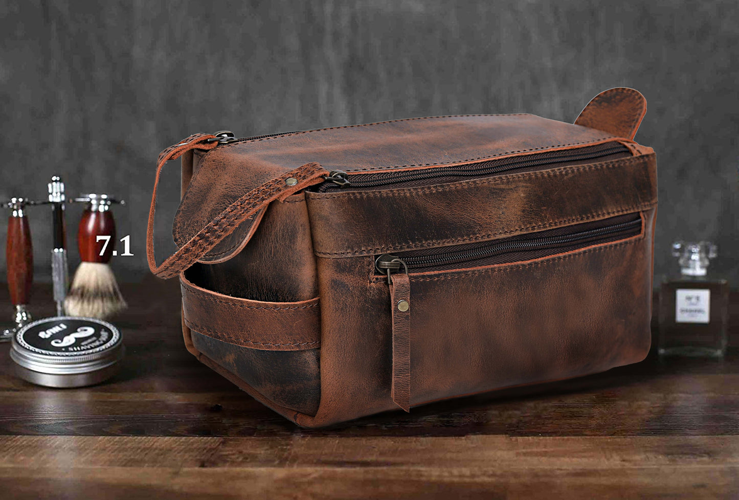 WYOMING LEATHER TOILETRY DOPP KIT