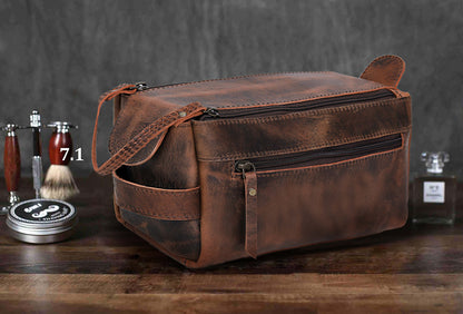 WYOMING LEATHER TOILETRY DOPP KIT