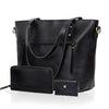 Portland Buffalo Leather Tote Bag Combo - Black