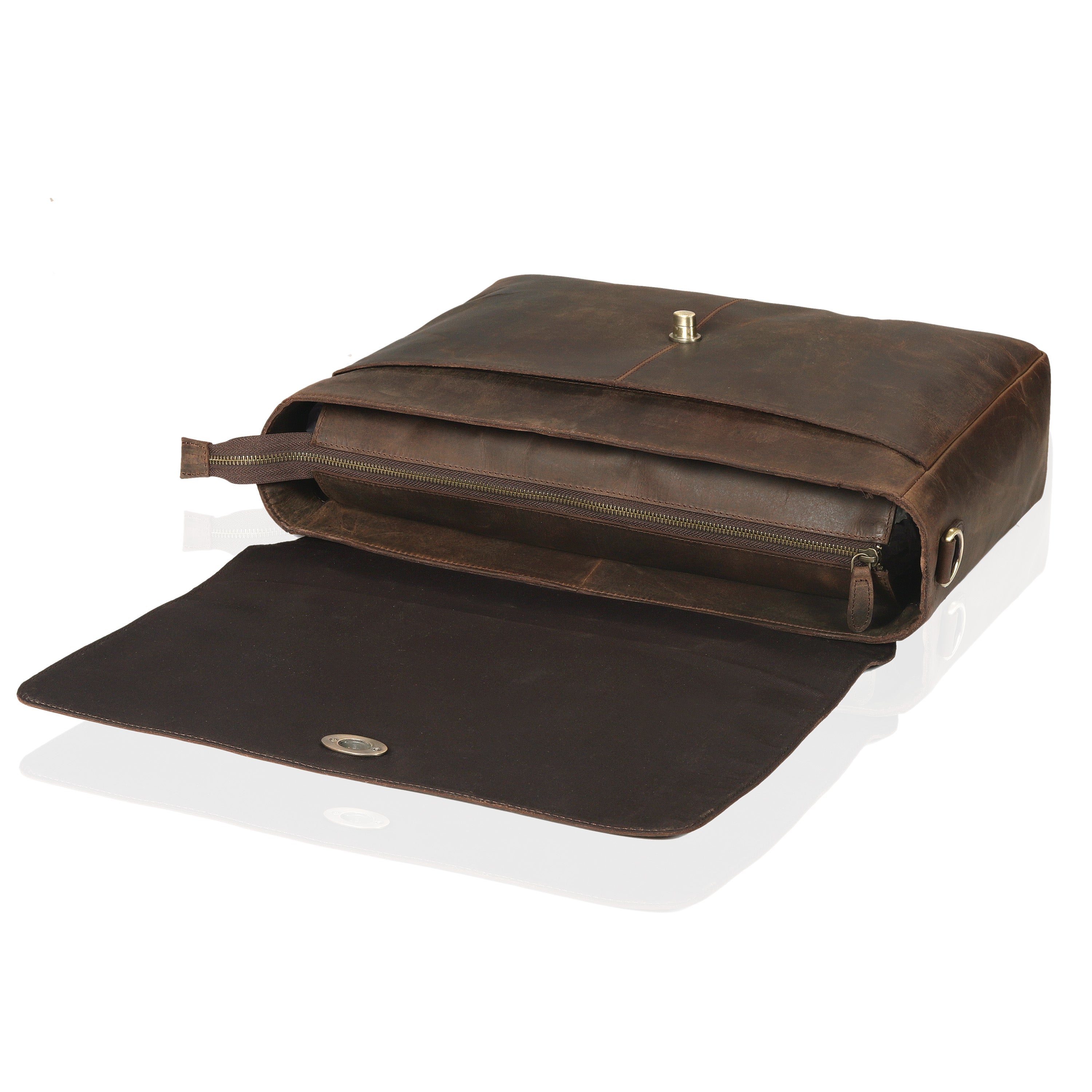Captain Vintage Brown Leather Messenger Bag - The Leather Farm