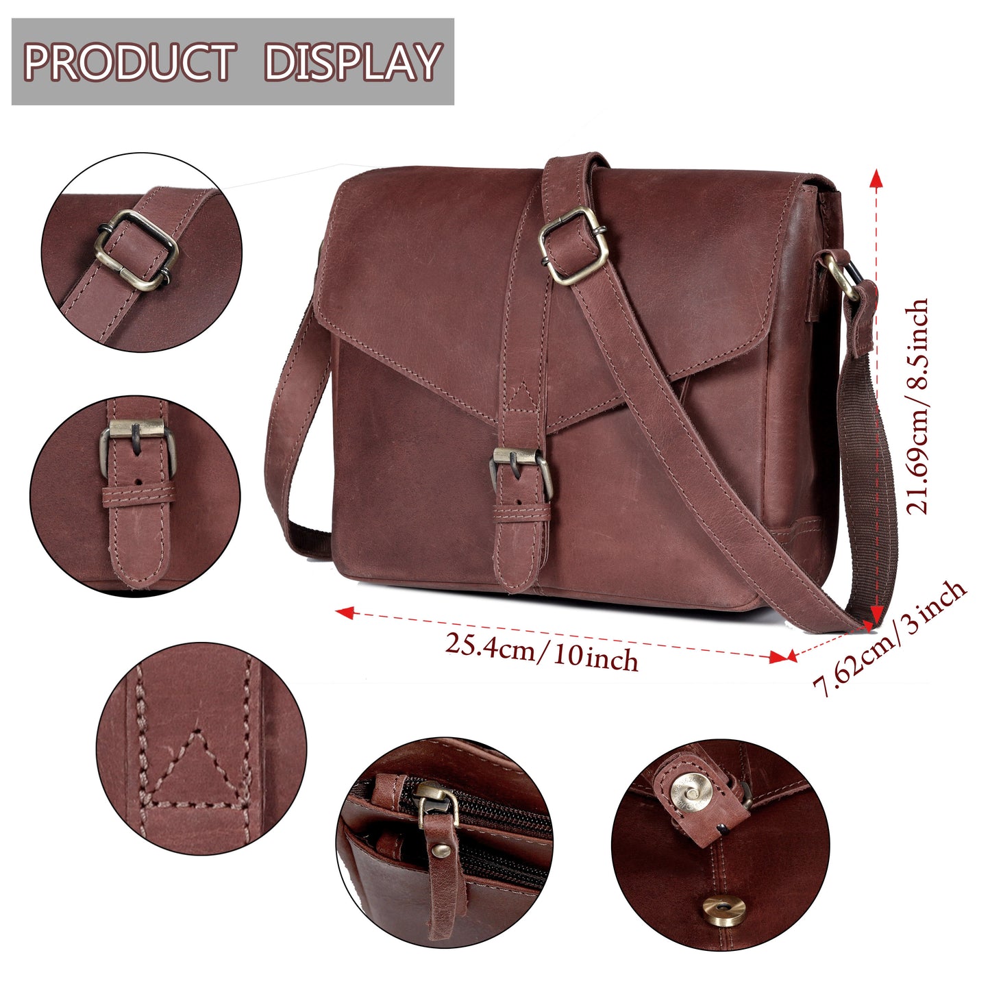 Sydney Leather Crossbody Purse - Brown