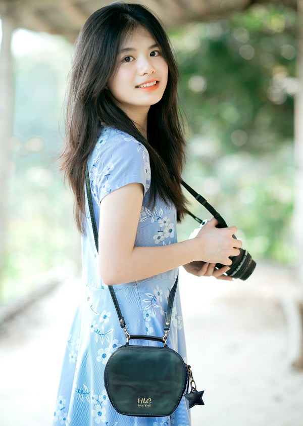 Sac bandoulière Small Apple Cut pour femme - Collection HLC - Vert