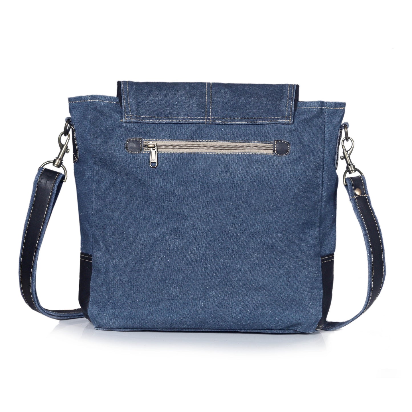 DENIM CANVAS FLAP CROSSBODY BAG