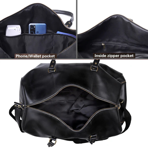 JOHN LEATHER DUFFEL BAG COMBO SET