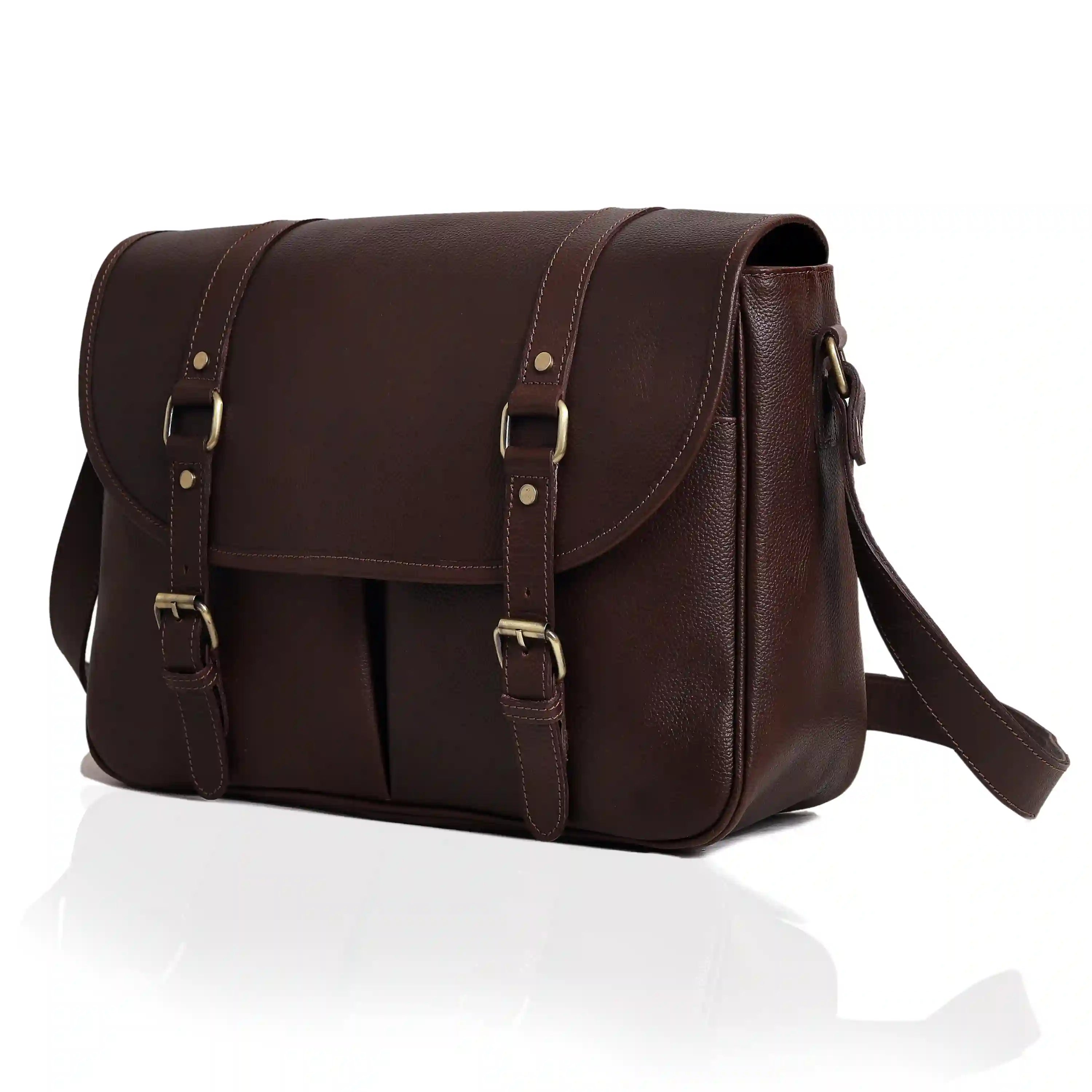 Full grain leather messenger bag sale