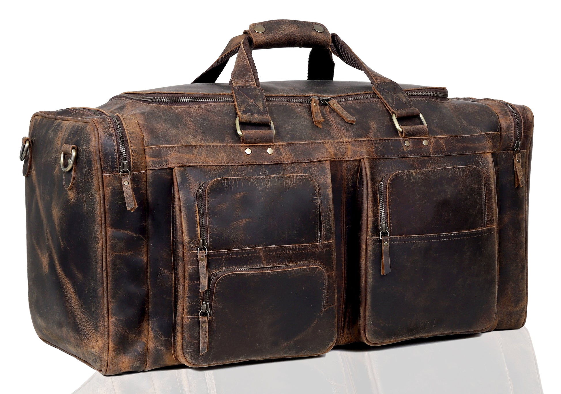 buffalo leather backpack or duffle Full Grain Buffalo Leather Duffel Weekender Bag