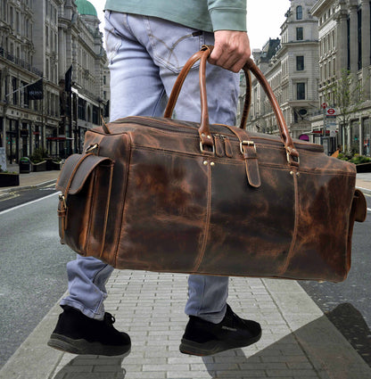 BRAZILIA BUFFALO LEATHER TRAVEL DUFFEL BAG