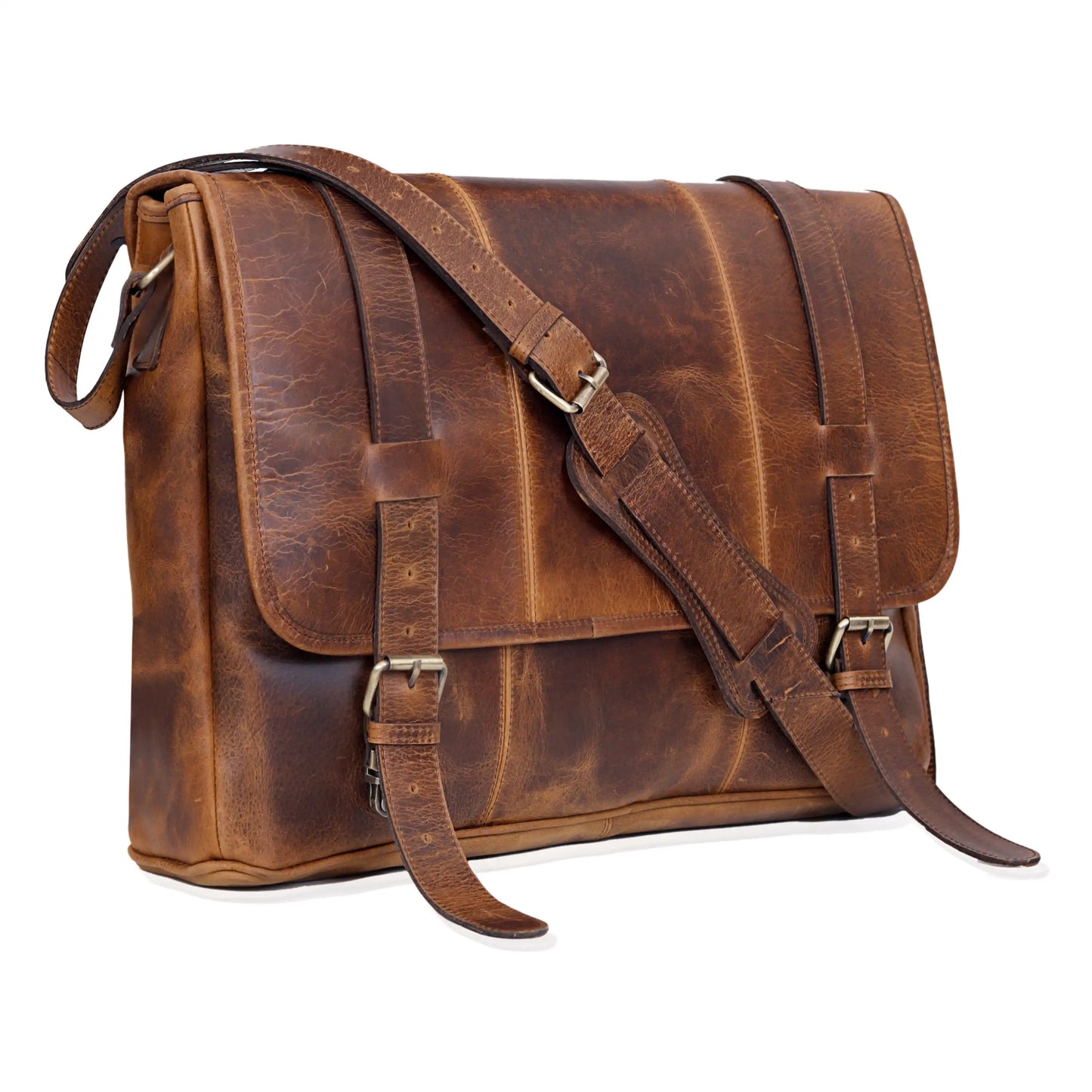 LUXE VOYAGER LEATHER MESSENGER TAN