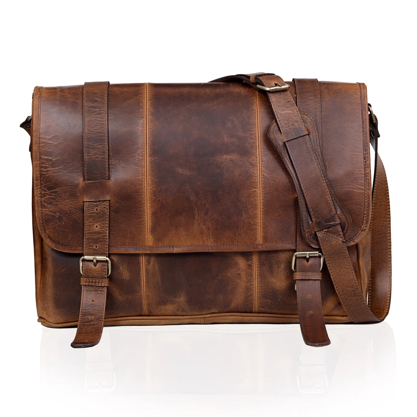 LUXE VOYAGER LEATHER MESSENGER TAN