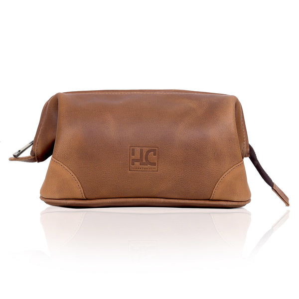 Trousse de toilette et grande trousse de voyage en cuir Euphrates - Fauve