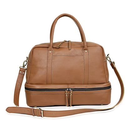 TOTO LEATHER DUFFLE BAG-TAN