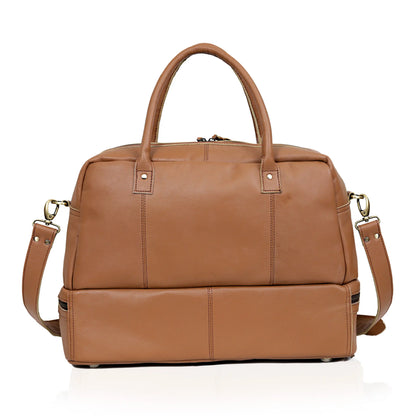 TOTO LEATHER DUFFLE BAG-TAN