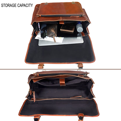 Tan Buffalo Leather Messenger Bag for Men – Landon Vintage Laptop Bag
