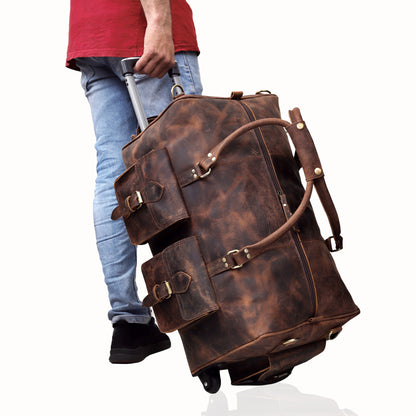 WHEELY LEATHER DUFFLE BAG