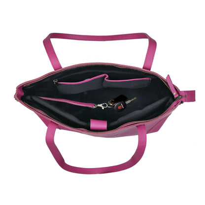 PORTLAND BUFFALO LEATHER TOTE BAG - PINK
