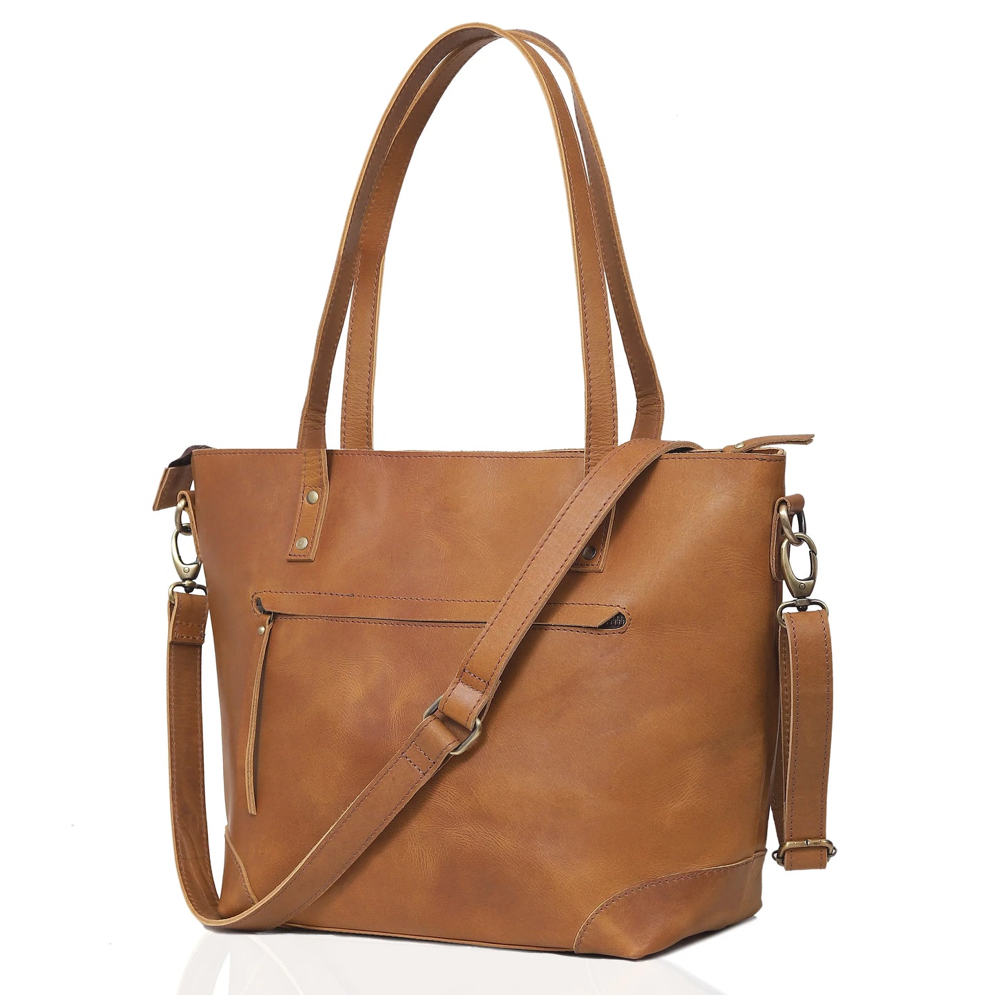 PORTLAND BUFFALO LEATHER TOTE BAG - TAN