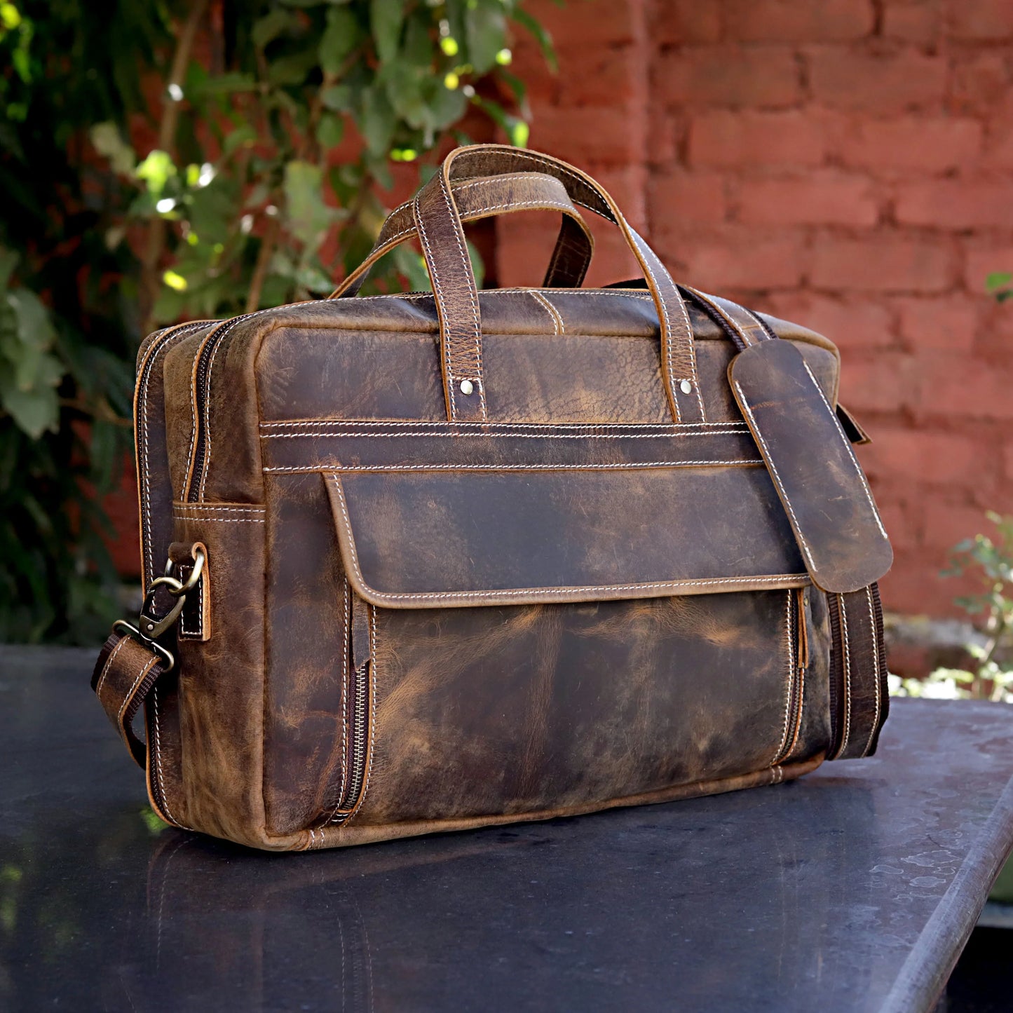 ATLANTA BUFFALO LEATHER DUFFEL COMBO SET