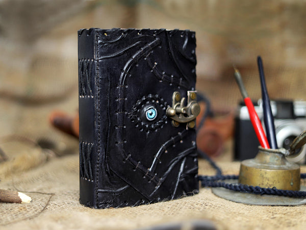 Halloween Special Hocus Pocus Book of Spells Leather Journal Writing Book - Black