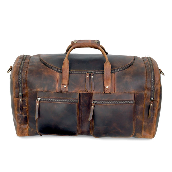 Vintage Voyager Leather Duffle Bag