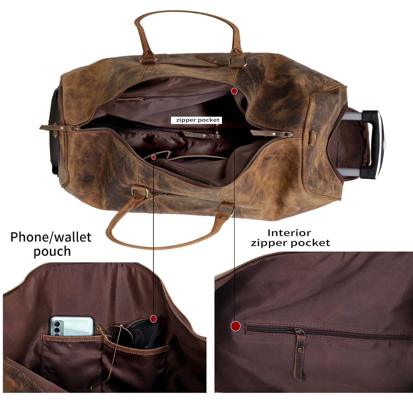 ATLANTA BUFFALO LEATHER DUFFLE BAG