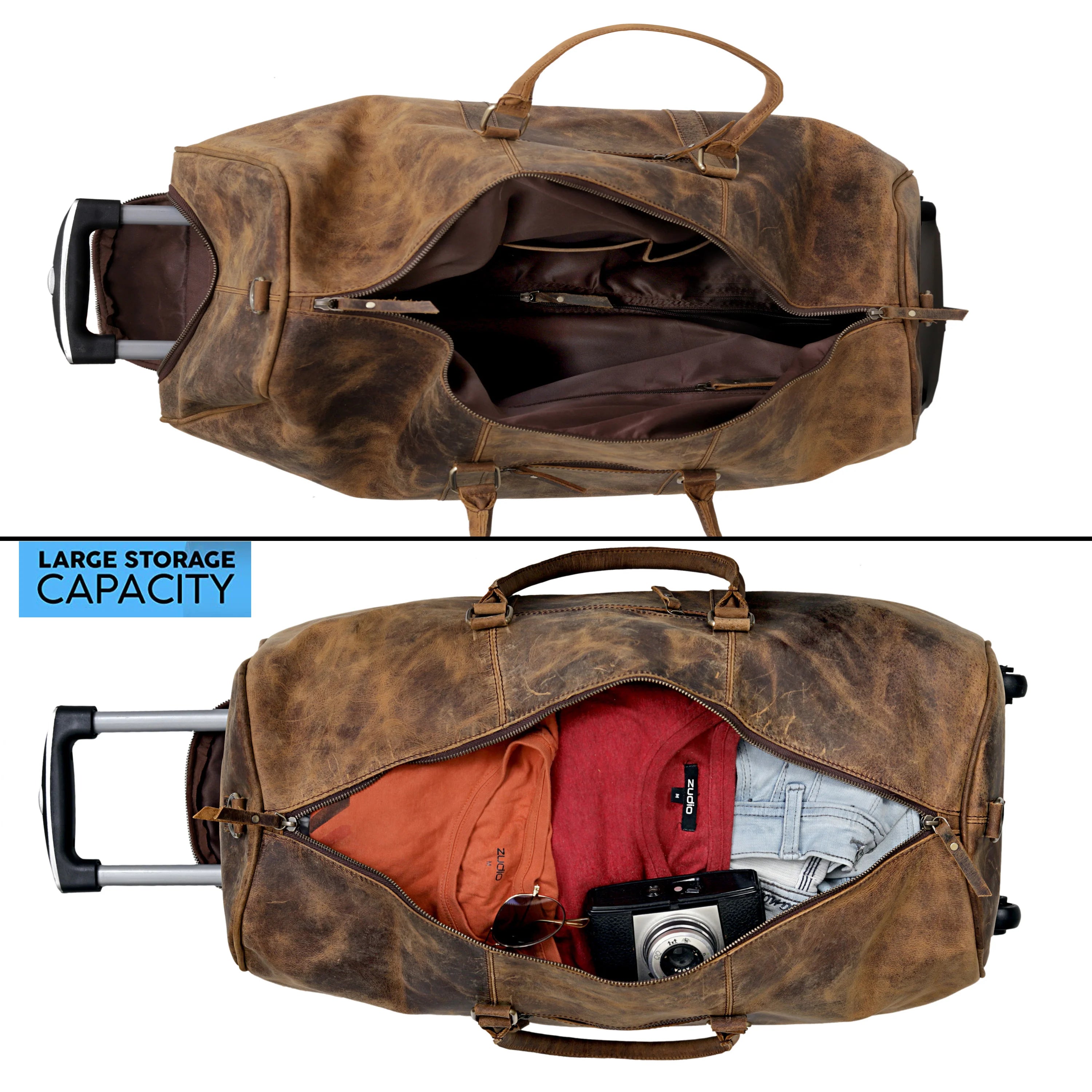 ATLANTA BUFFALO LEATHER DUFFLE BAG The Leather Farm