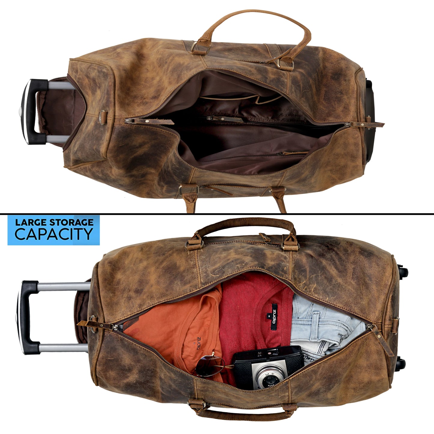 ATLANTA BUFFALO LEATHER DUFFEL COMBO SET