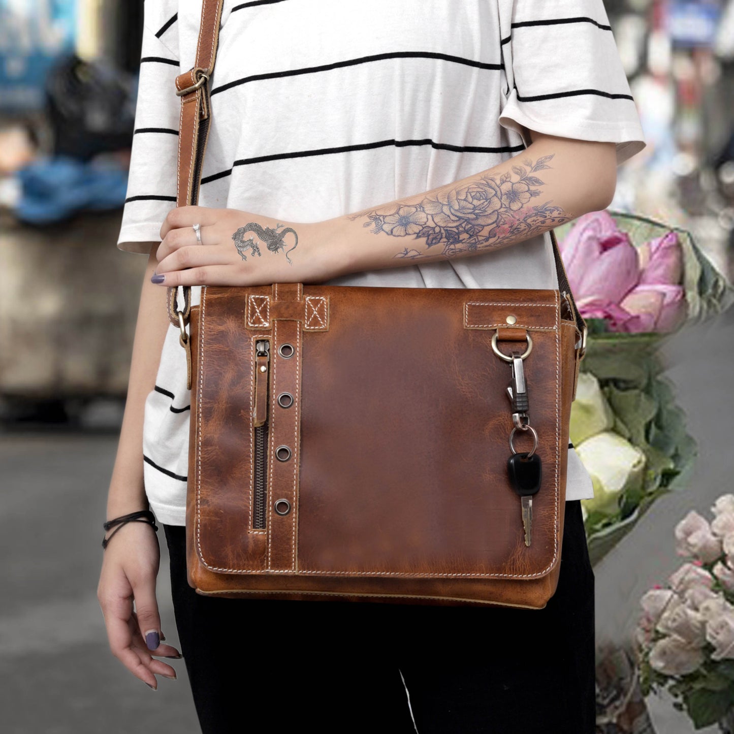 MESSENGER-TASCHE AUS LEDER „AVALON“