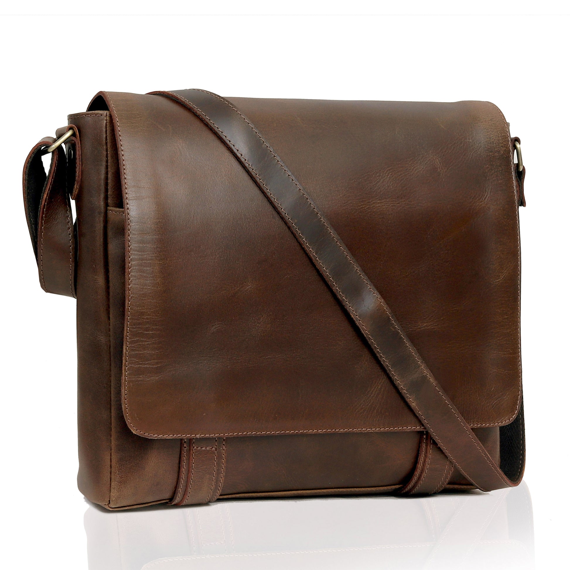 Genuine Buffalo Leather Briefcase Bag Mens 18