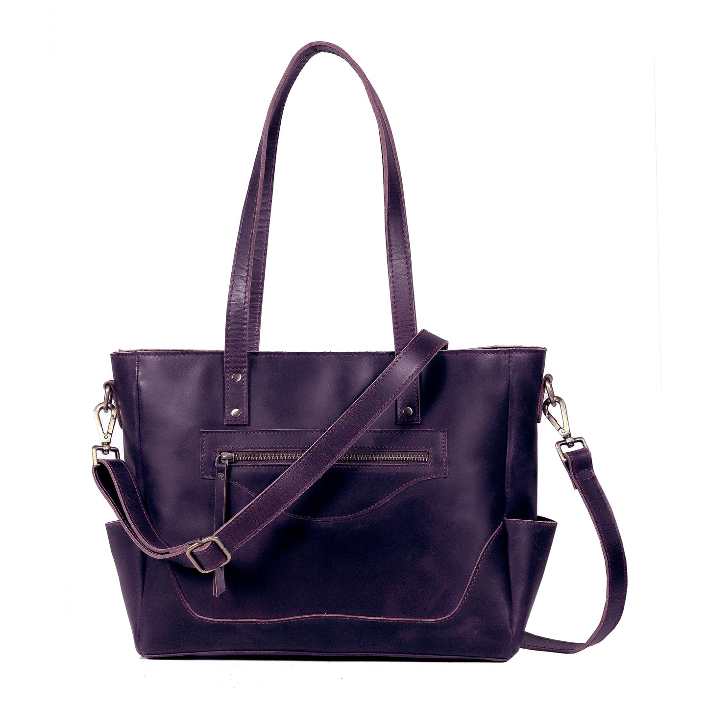 Portland Buffalo Leather Almost Perfect Tote Bag - purple