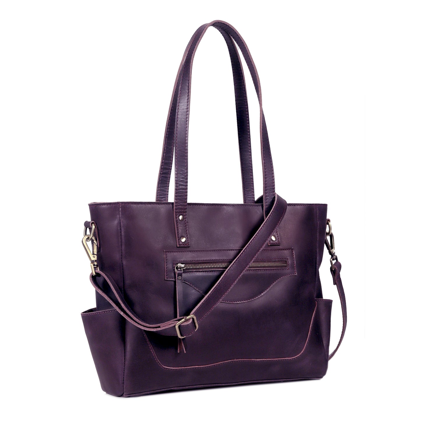 Portland Buffalo Leather Almost Perfect Tote Bag - purple