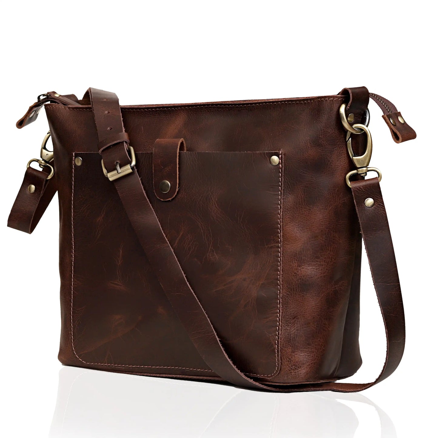 PHOENIX BUFFALO LEATHER TOTE BROWN