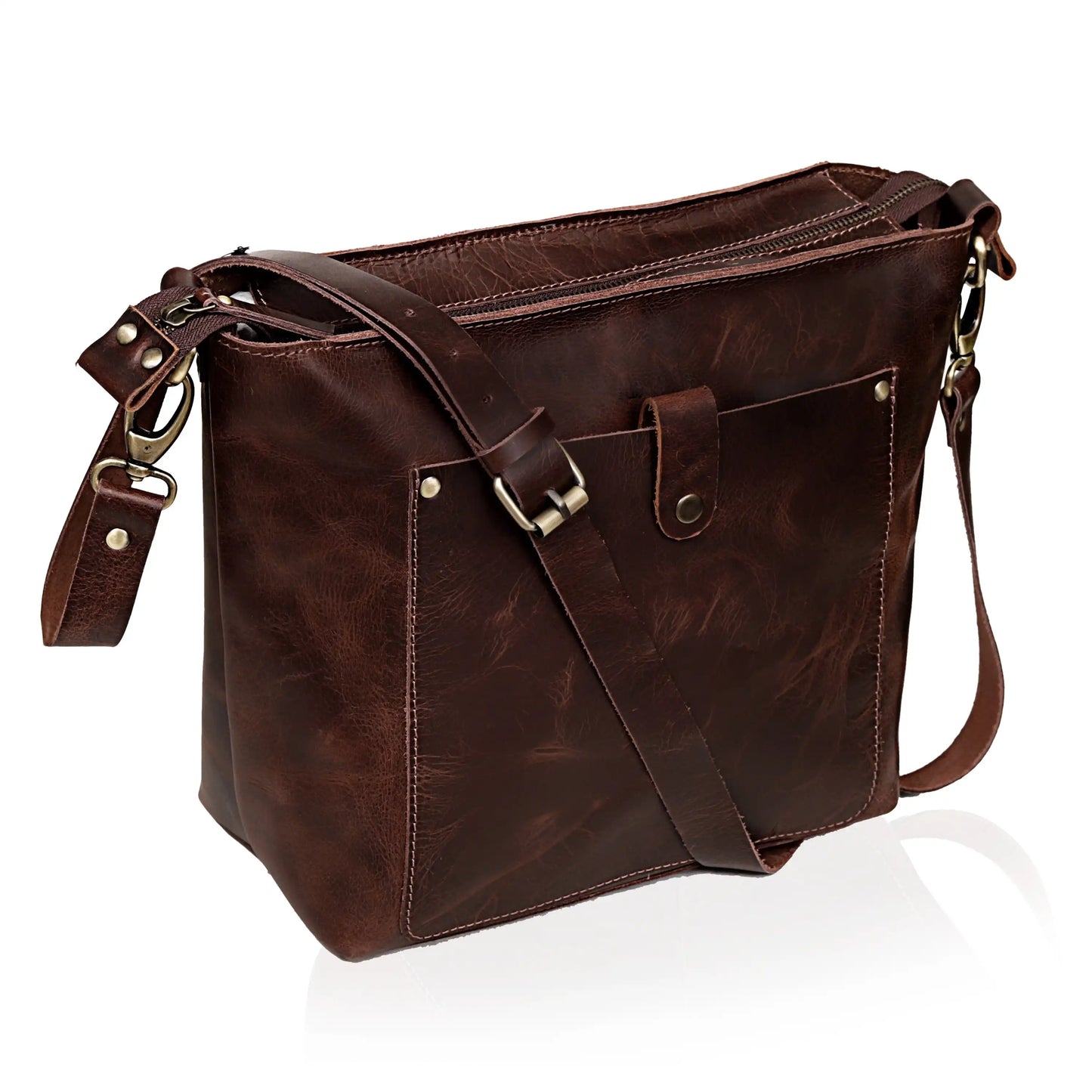 PHOENIX BUFFALO LEATHER TOTE BROWN