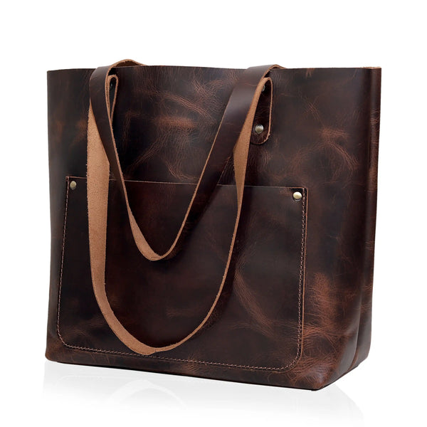 Sac cabas Bella en cuir de buffle marron