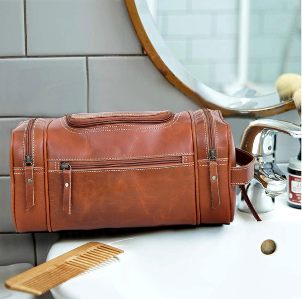 Rio Grande Leather Toiletry & Large Dopp Kit - TAN