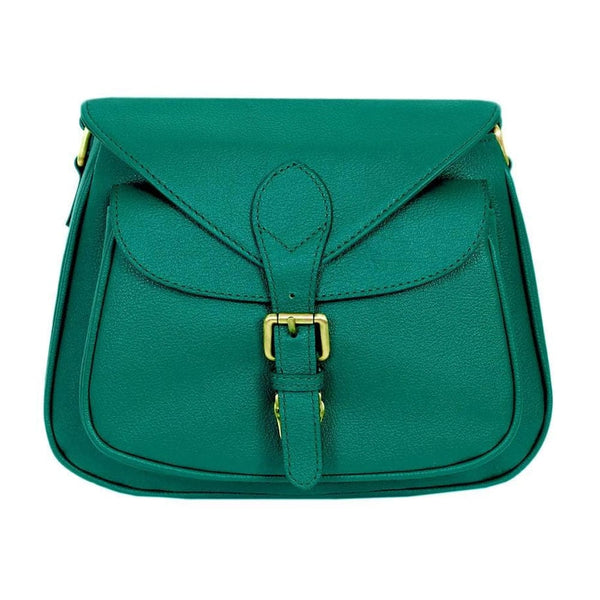 Sac bandoulière Moon en cuir - Bleu canard